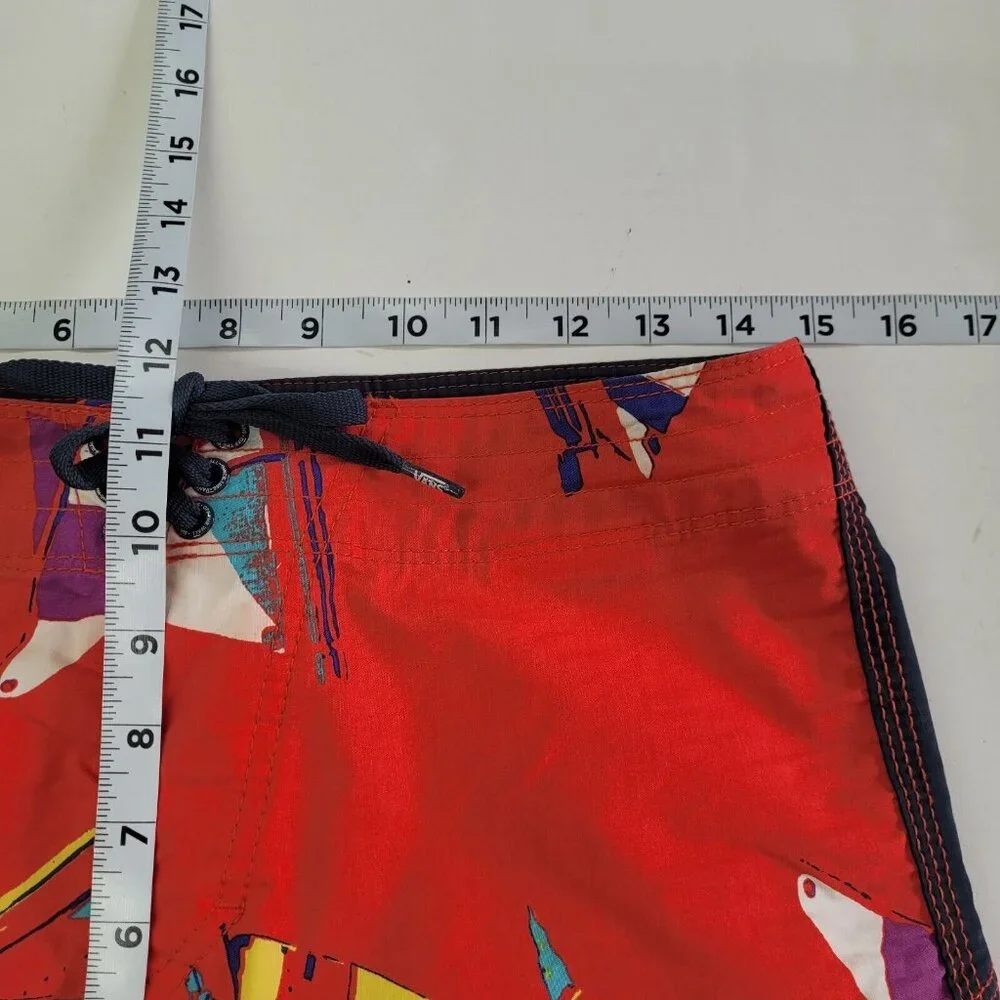 Vans Board Shorts Mens 30 Red Sailboat All Over Graphic Print‎ Cargo Pocket Surf